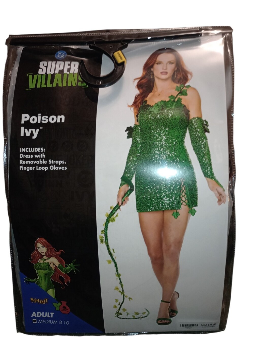 Spirit Super Villains Poison Ivy Women's Sequin Costume, Size Adult M, NWT